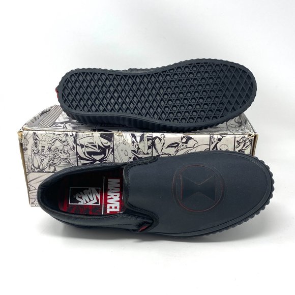 VANS Women VN0A38F7U7K Marvel Classic Slip On Black Widow Canvas Low Top Sneaker - Picture 2 of 11